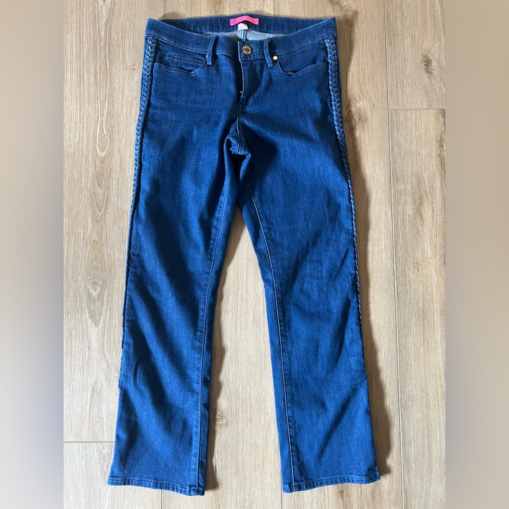 LILLY PULITZER South Ocean Crop Flare Jeans EUC - Picture 2 of 9